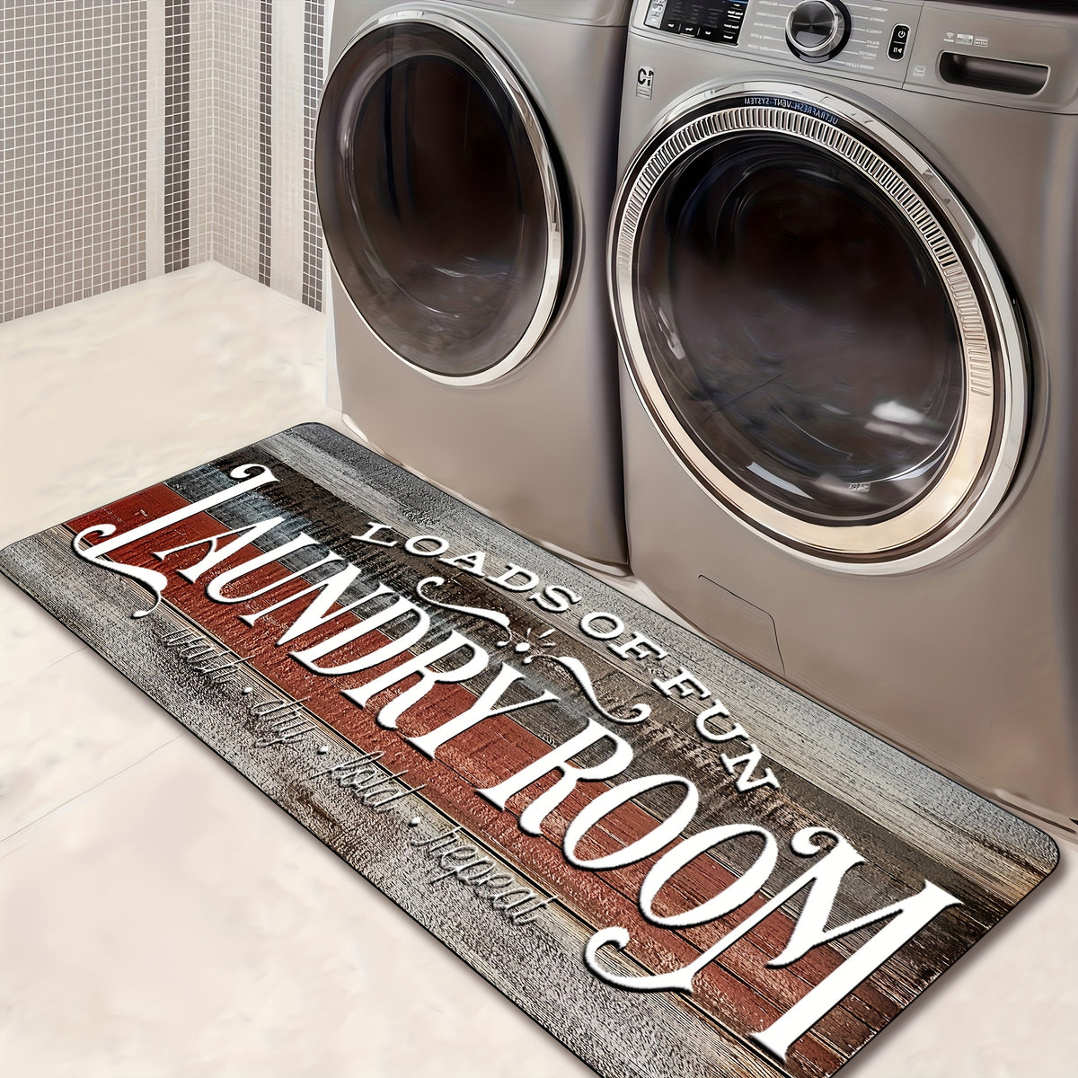 Non-slip Washable Laundry Room Runner Mat,Home Decor Floor Mat,Laundry Mat Home Decor,Laundry Room Accessories-Machine Washable Mat with Laundry-Themed Phrases