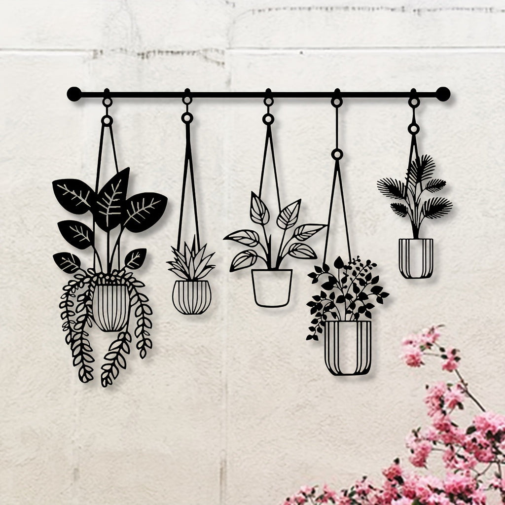 Metal Flowers Wall Arts - Rustic Farmhouse Decor Black Minimalist Flower Wall Decors for Living Room Bathroom Bedroom Dining Room - Housewarming Gifts