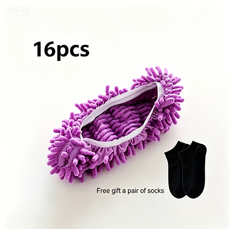 Lazy Mop Slippers Reusable Detachable Washable Chenille Dust Mop Shoes Cover for Floor Cleaning No Electricity Household Cleaning Tool for Living Room Bedroom Halloween Christmas Gifts