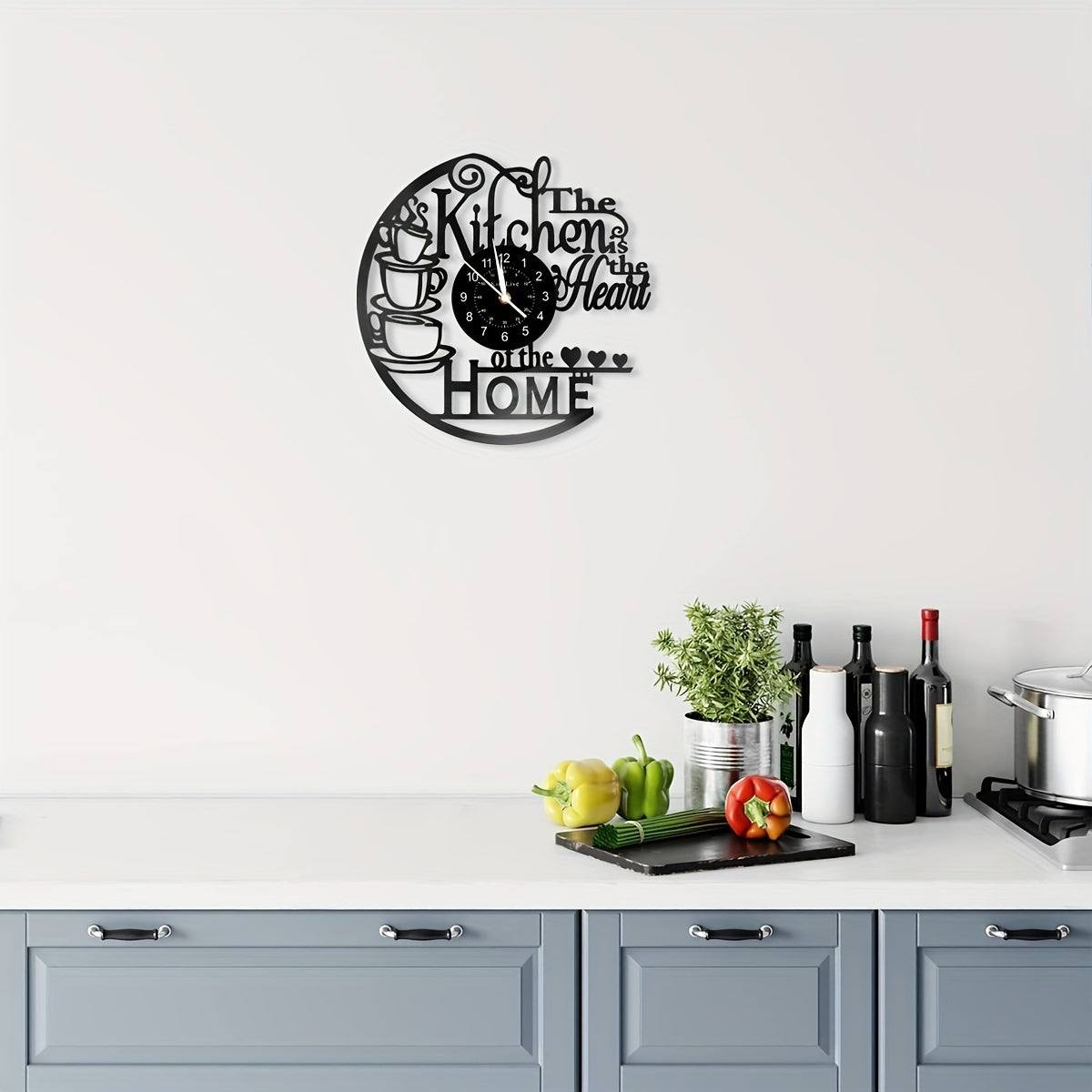 1pc Coffee Vinyl Record Wall Clock, Wall Decoration Art Decoration, Coffee Cup Design Wall Clock - Coffee Clock Silent Home Decoration, Living Room Bedroom Kitchen Bathroom, Christmas Gift/New Year Gift, Special Surprise