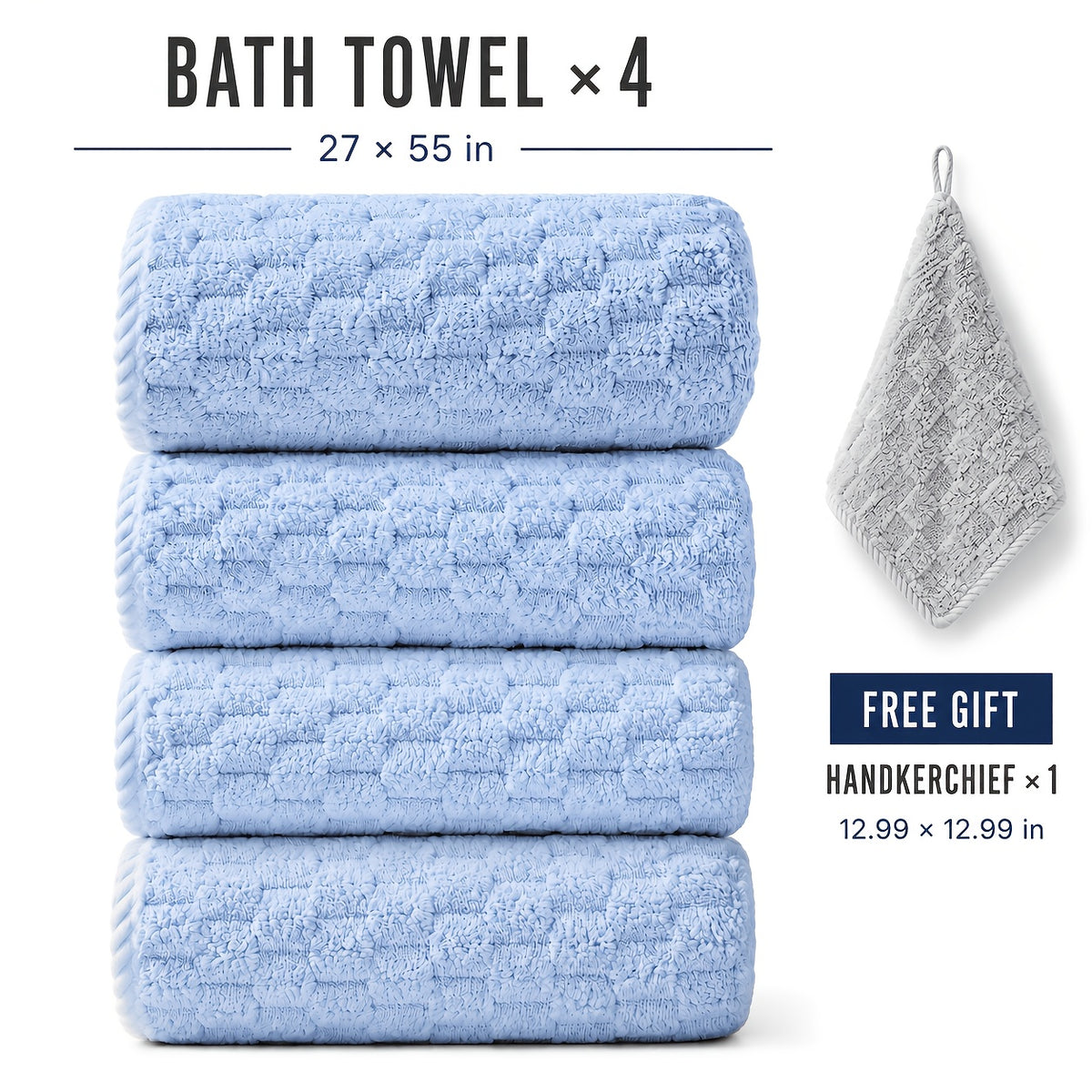 Pack Of 4/8 Waffled Super Soft Bath Towels - Super Absorbent Quick-Drying Microfiber Towels for Adults, 4 Bath Towels/2 Bath Towels, 2 Hand Towels & 4 Washcloths. Perfect for Spa, Fitness, Travel, Daily Home & Gym Use, Great Gift Choice