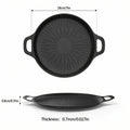 Nonstick BBQ Griddle Pan with Double Handles and Oil Brush, 11 or 12.6 Inch Frying Pan with Oil Drain Groove for Family Gatherings and Outdoor Cooking