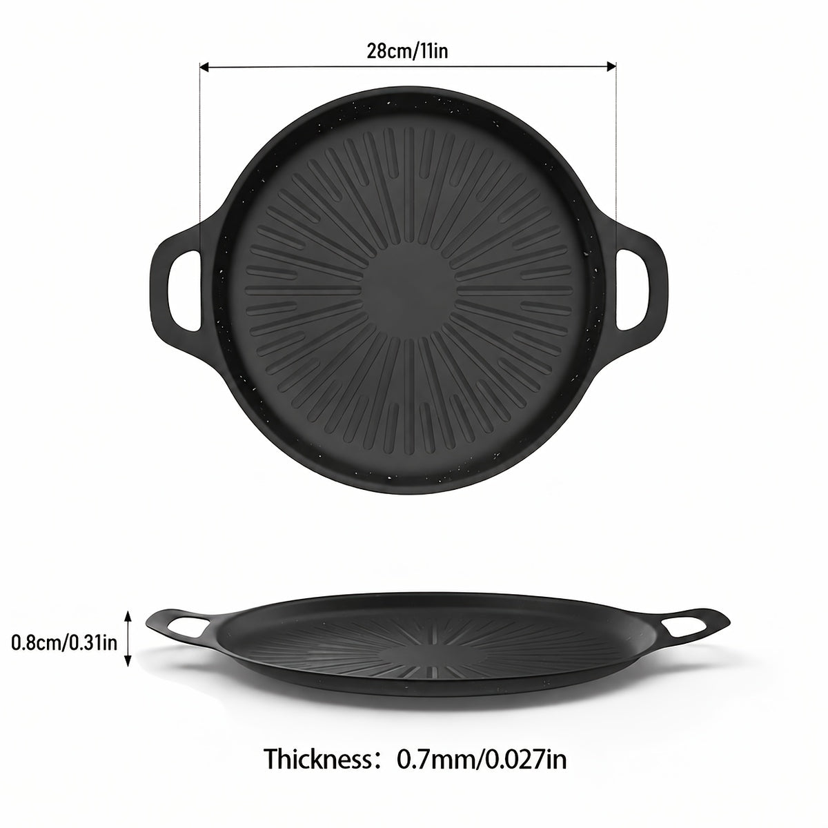 Non-Stick Frying Pan with Oil Brush, BBQ Griddle Pan with Even Heat, Oil Drain Groove And Double Handles, Multi-Functional Non-Stick Pan, Easy Clean, for Outdoor Cooking, Family Gatherings And Restaurant Use