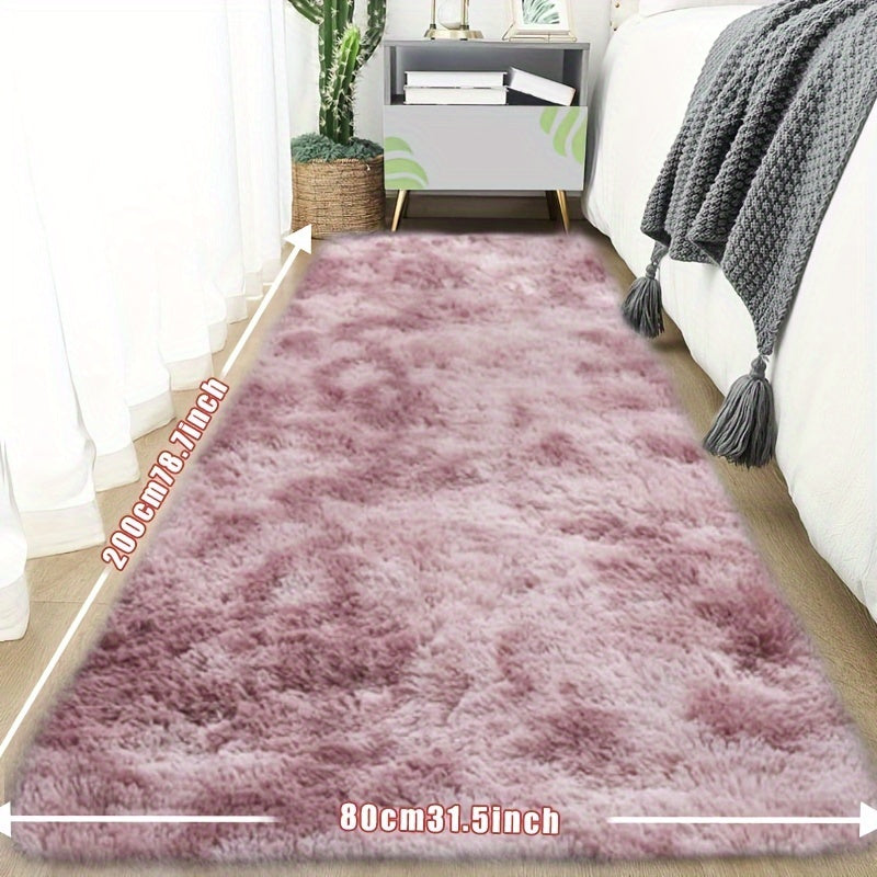 [Plush Fluffy Mat] 1pc Tie-Dye Plush Soft Interior Fluffy Mat, Modern Luxury Plush Mat, Absorbent, Non-Slip &, Suitable for Living Room and Bedroom Areas, Home Decor