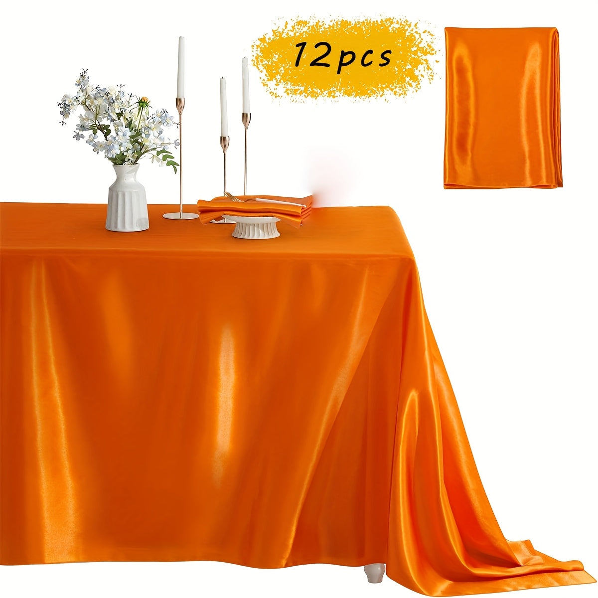 12pcs Satin Tablecloth, 57, Halloween, Christmas