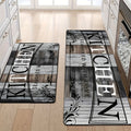 Kitchen Floor Mat Set with Gray Wood Plank Pattern, 2-Piece Absorbent Diatom Mud Mats and Runner, Machine Washable for Kitchen, Laundry and Hallway