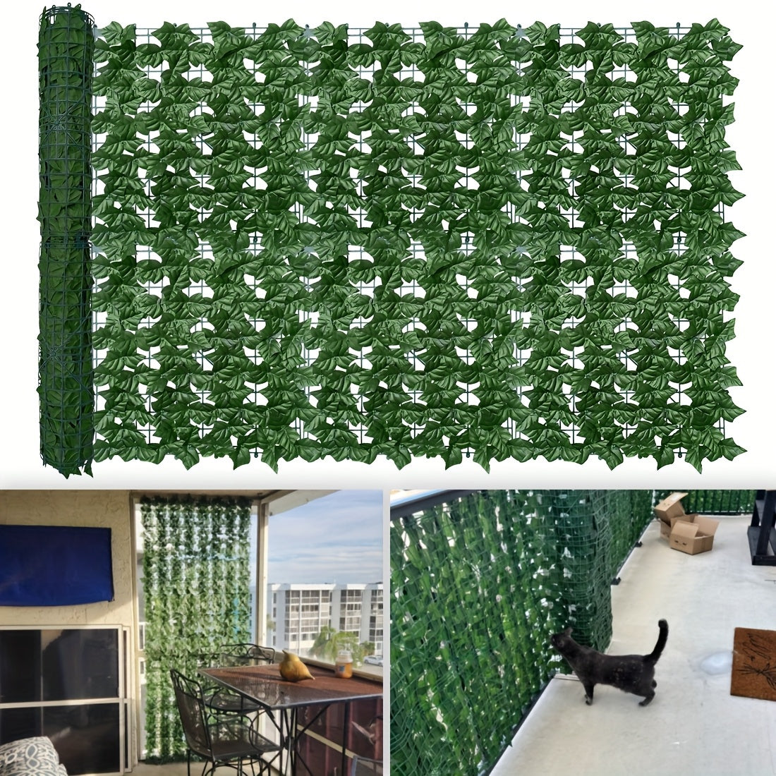 60X120in Artificial Ivy Privacy Fence Screen: Realistic UV-Anti Faux Ivy Hedge Panel, Indoor And Outdoor Decor for Patio, Garden, Balcony, And Fence Cover
