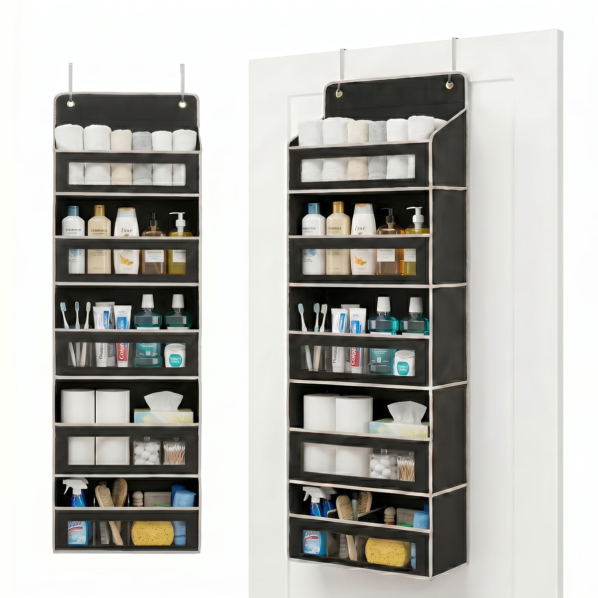 [5-Tier Storage Box] Door Storage Box, Hanging Door Storage Box with 5 Large Capacity Pockets | Anti-tilt 44 Pound Load Back Of Door Storage Box for Bedroom, Bathroom, Pantry, Room Storage And Collection Use Over The Door Pantry Organizer