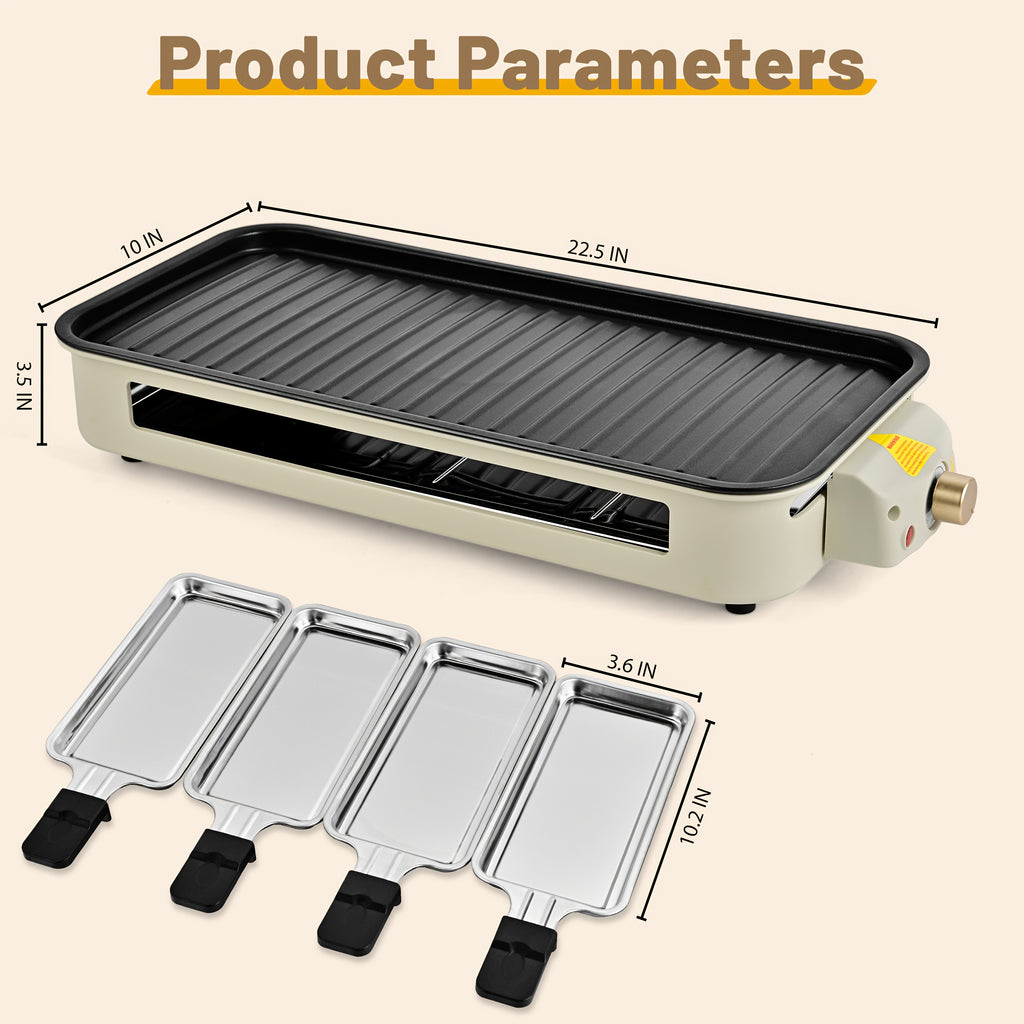 Smokeless Electric Grill | Indoor Grill with Removable Non-Stick Plate, 1700W, Portable BBQ Grill, Electric Griddle, Stainless Steel, Dishwasher Safe, Perfect Gift for Christmas