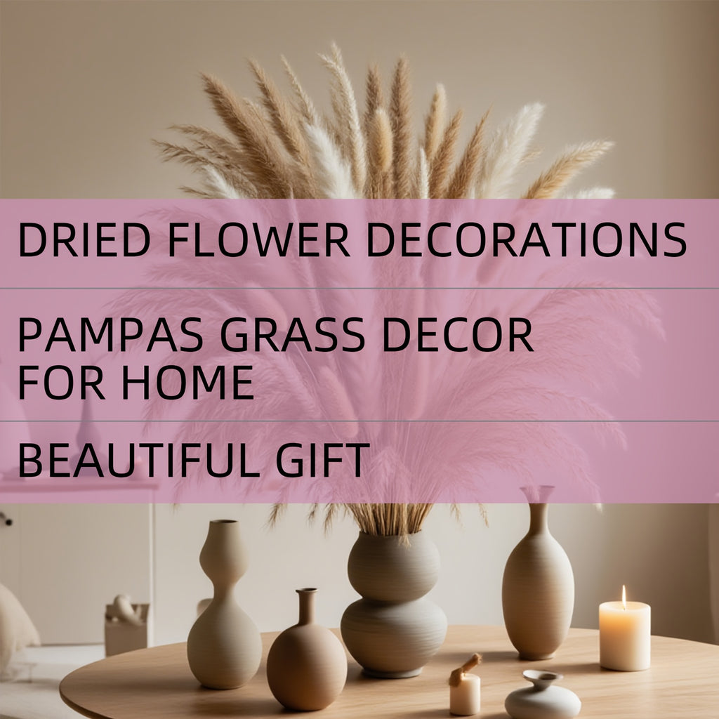 125/250pcs [Bohemian Flair] Pampas Grass Bouquet | Bunny Tails & Dried Flower Decor for Home & Weddings