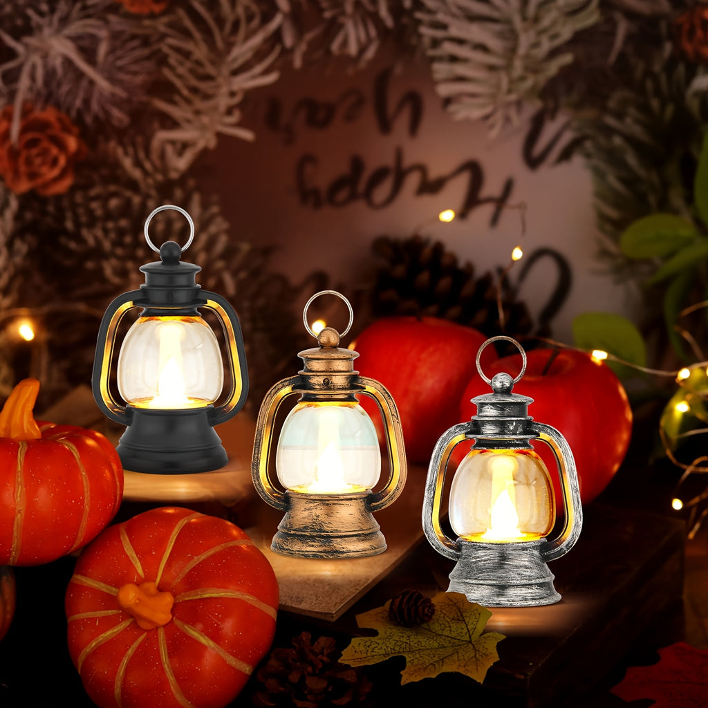 Mini LED Candle Lanterns, 12-Pack Vintage Golden Decorative Lantern Set for Table Centerpieces, Rustic Parties and Christmas Home Decor