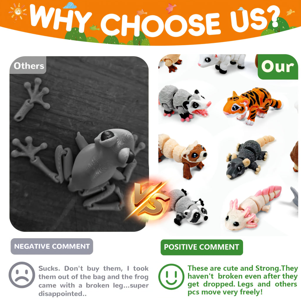 21pcs Mini 3D Printed Animal Statues - Movable Joints Realistic Collectible Figurines Set for Adults, Home Office Desk Decoration & Display(0.9-2.0inch)