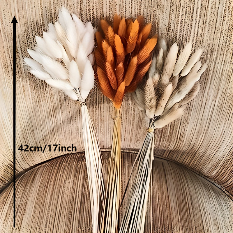 121pcs Boho Chic Artificial Pampas Grass & Rabbit Tail Bouquet - 17" Colorful Faux Floral Arransynthetic Gemstoneent for Home Decor, Ideal for Weddings & Holidays
