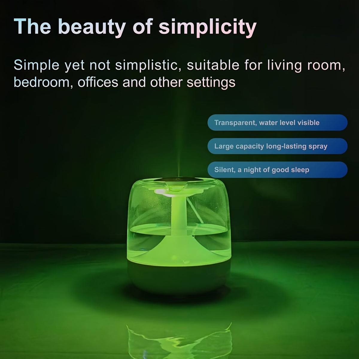 USB Cool Mist Humidifier, Quiet Desktop Air Care with 7-Color Night Light and Visible Water Level for Bedroom, Home Office and Bedside Use