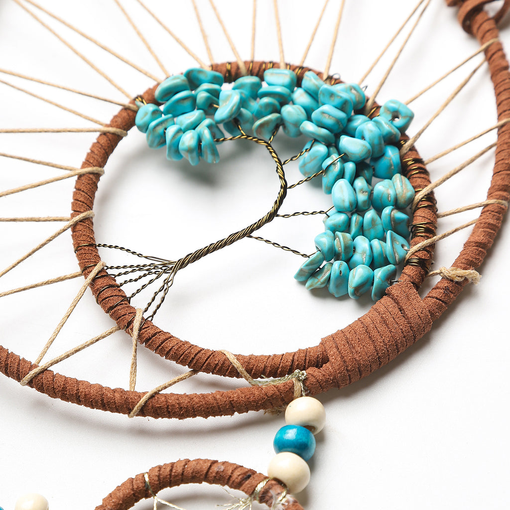 Bohemian Dream Catcher Pendant with Feathers - Natural Elements Door Hanging Decor for Bedroom, No Electricity Needed, Unique Birthday Gift for Girls & Women