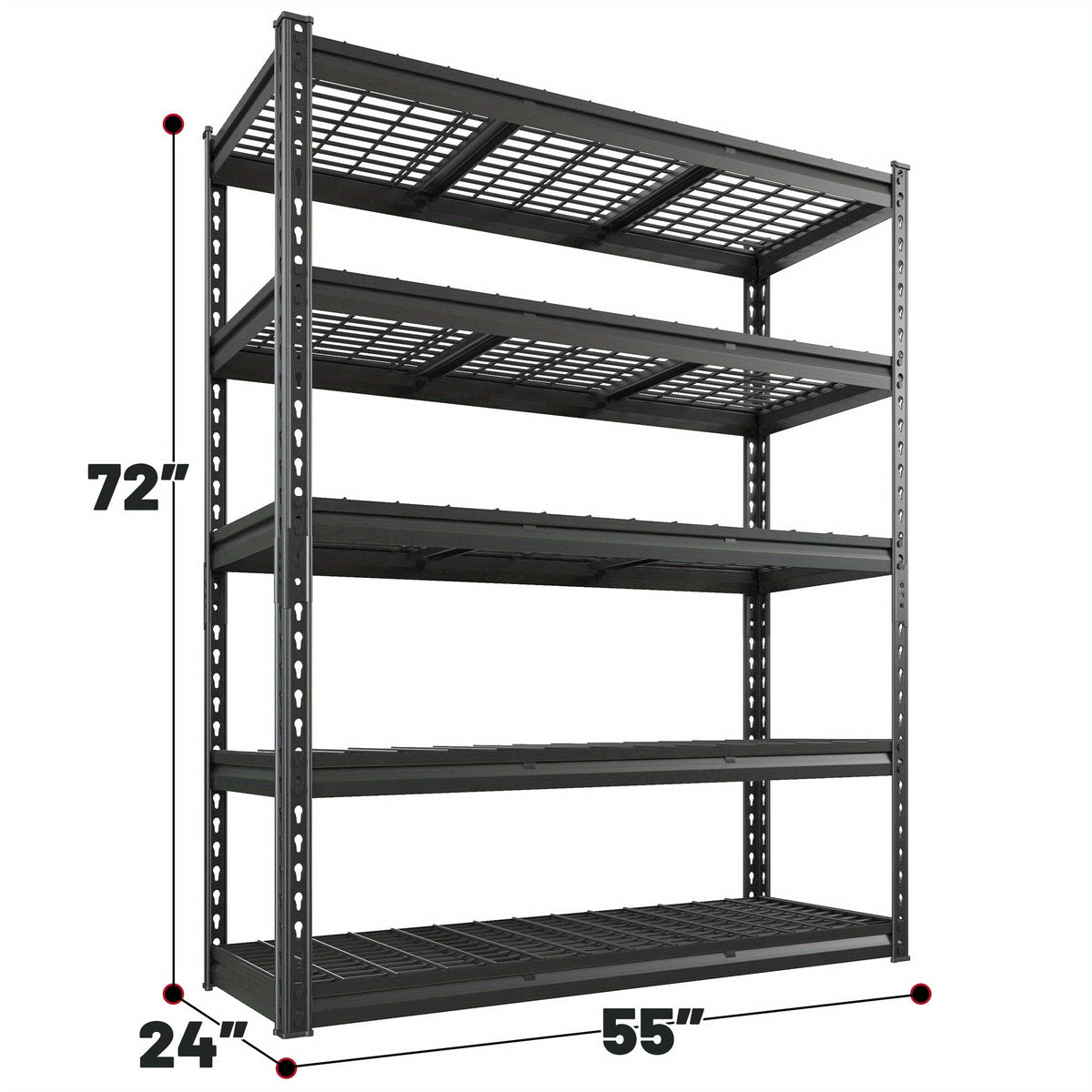 3000LBS Garage Shelving Adjustable 5 Tier Metal Shelving Unit for Storage 60" W Heavy Duty Storage Shelves Rack Garage Storage Shelves Industrial Shelf Utility Rack, Black, 60.1" W X 24.1" D X 72.1, Utility Shelves
