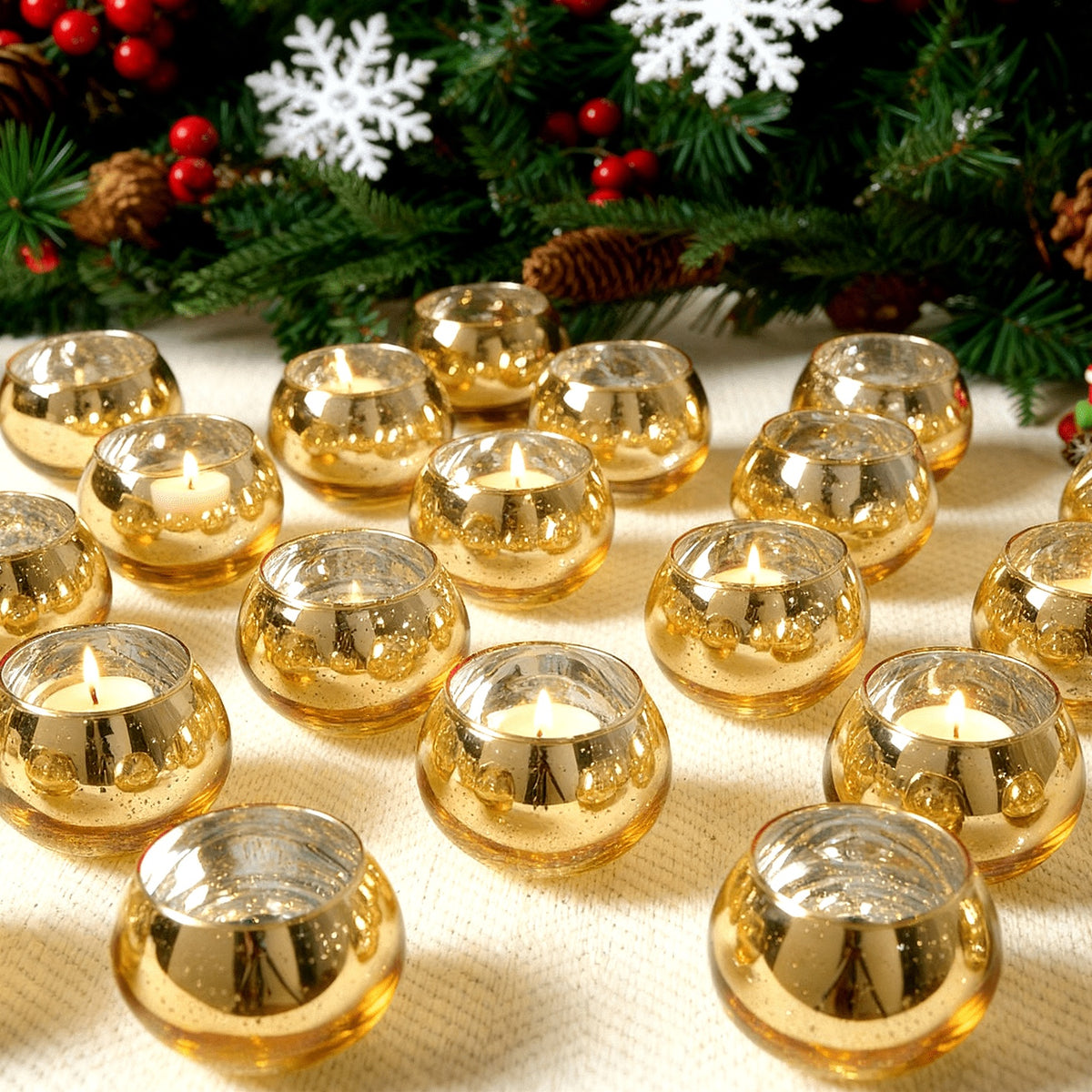 24/6pcs Votive Candle Holders for Wedding, Hurricane Candle Holders Bulk, High-Temperature Glass, Romantic Dinner Additions, Perfect for Weddings, Parties, Birthdays, Thanksgiving, Valentine'S Day Decorations, Golden/Pink/Silver/Blue/Green