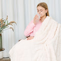 Geometric Throw Blanket with 3D Textured Pattern, Soft Fluffy Lightweight Cover in White Blue or Grey for Couch, Sofa, Bed and Travel