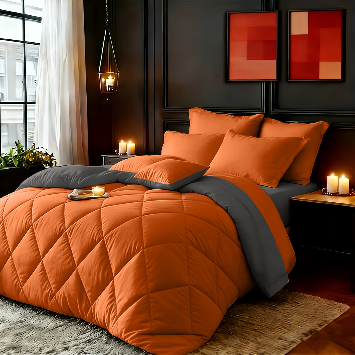 2/3pcs Red/Black Comforter Set Queen King Twin, All Season Comforter, 1Comforter, 1/2Pillowcases, Box Stitch Quilt, Hotel & School Quality Comforter, Home Bedding, Kids Room Decor, Halloween Christmas Holiday Gifts, Random Color