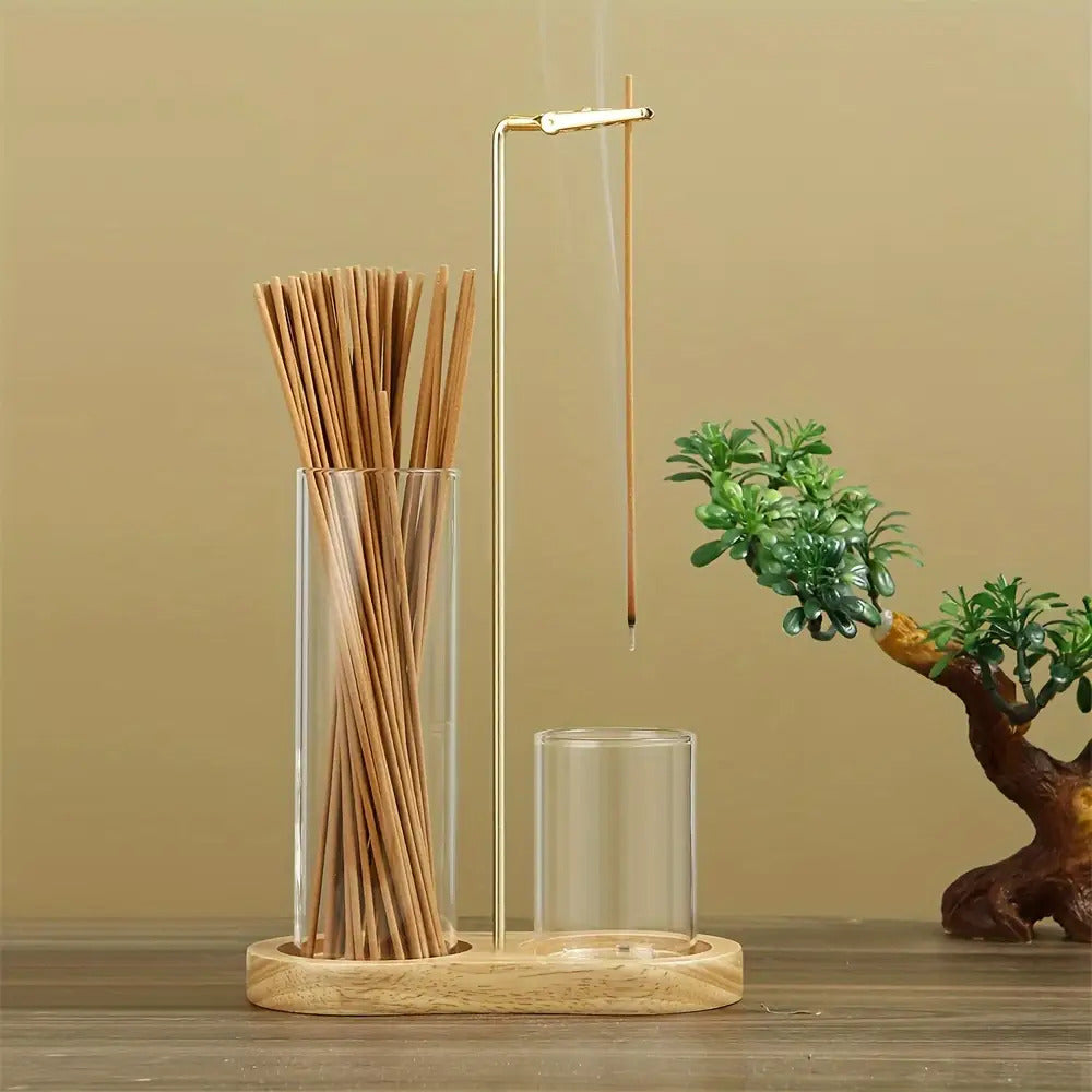 2-in-1 Glass Incense Burner with Removable Ash Collector and Candle Holder- Suitable for Meditation, Yoga, Tea Spaces, and Home Decor- A Practical Tool for Relaxation and Spiritual Practice