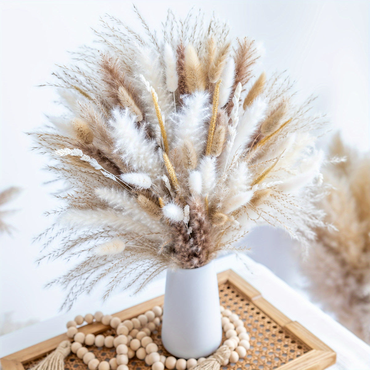 120pcs Natural Pampas Grass Decor Bouquet | Boho Dried Floral Arrangement Centerpiece Table Decor Wedding Decor Rustic Decor
