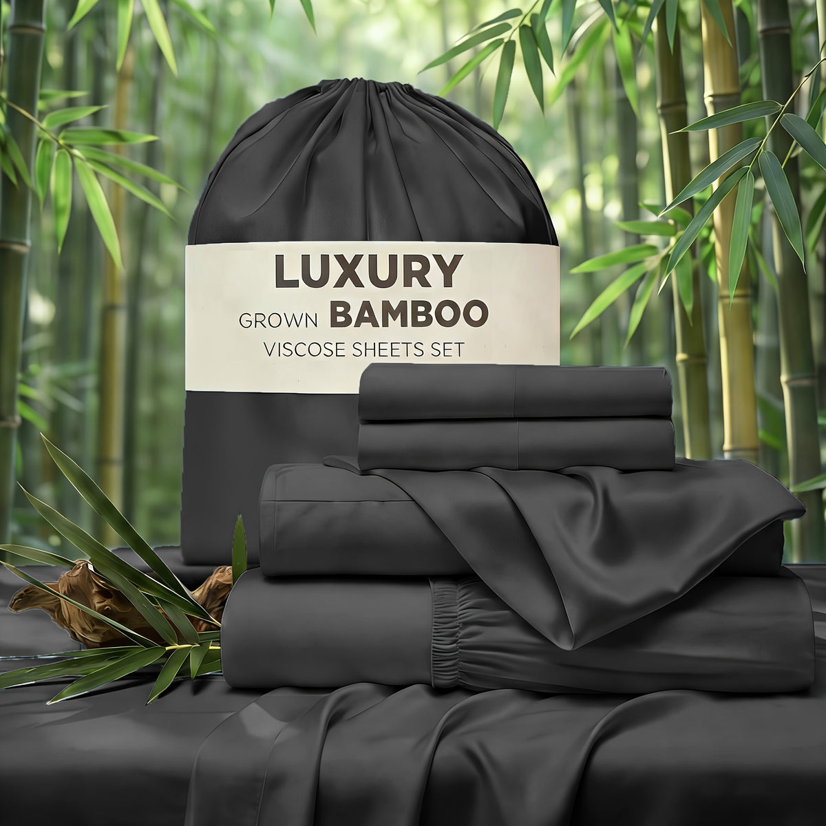 4pcs Hotel Luxury Bed Sheet & Pillowcase Set - Ultra Soft Rayon Derived From Bamboo, Wrinkle Fade & Stain Resistant, 14" Deep Pocket, Easy Care Bedding for Bedroom & Kids Room Decor