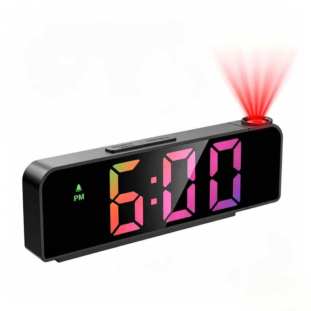 Projection Alarm Clock, Ceiling Projection Alarm Clock, 7.7-inch Large Display Screen, LED Digital Clock, Snooze Function, Bedroom And Living Room Clock, USB Charging, Night Mode, Projection Alarm Clock, Suitable for Bedroom, Office And Travel.