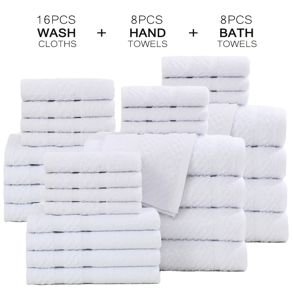 32pcs/16pcs/10pcs Bath Towel Set, 4pcs Bath Towels&2pcs Hand Towels&4pcs Washcloths, Solid Color, Cotton Towel, Absorbent, Quick-drying, Soft And Comfortable, Bathroom Supplies, Towels for Bathroom, Shower And Hotel