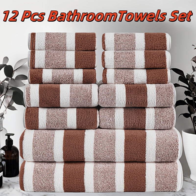 [Ultra-Soft Towel Set] 12/8pcs Towel Set, Ultra-Soft Towel Set with Excellent Absorbency And Quick-Drying Performance, 8pcss Include (1 Large Bath Towel, 2 Medium Bath Towels, 4 Small Bath Towels, 1 Hair-Drying Towel)