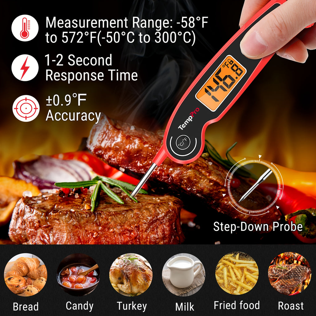 Digital Meat Thermometer with Motion & Instant Readings - Hygienic - Operation, Suitable for BBQ Grill Smoker Thermometer, Candy Thermometer for Kitchen Thermometer, Disposable Food Thermometer for Cooking (No Hydration Step)