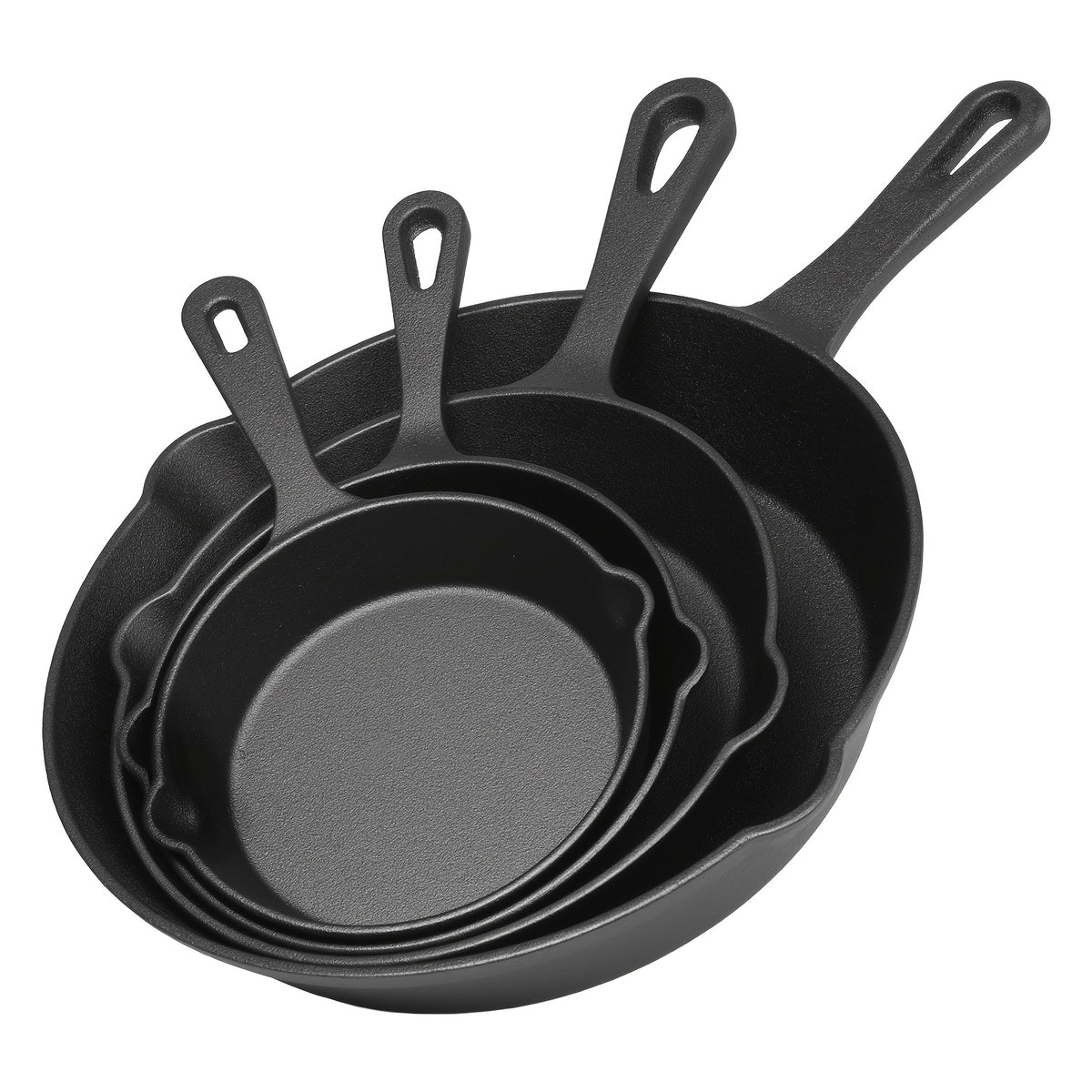 3/4/5pcs Cast Iron Skillet Set, Professional-Grade Commercial Quality Pre-Seasoned Cookware, Suitable for Frying, Sautéing, and Cooking, Usable Indoors/Outdoors, in Ovens, and on Grills
