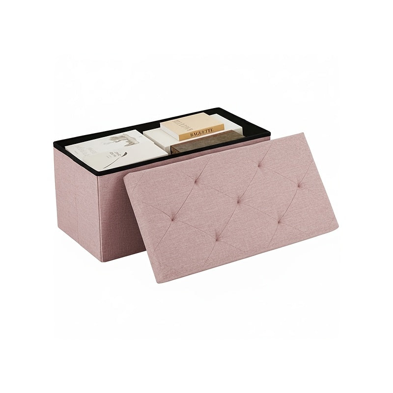 30/43 Inch Heavy Duty Folding Storage Ottoman Bench with Shoe Cabinet & Thick Padded Seat - Retro Suitable for Small Spaces, Multifunctional Footrest Stool, End of Bed Bench for Bedroom, Living Room, Entryway, Fabric,