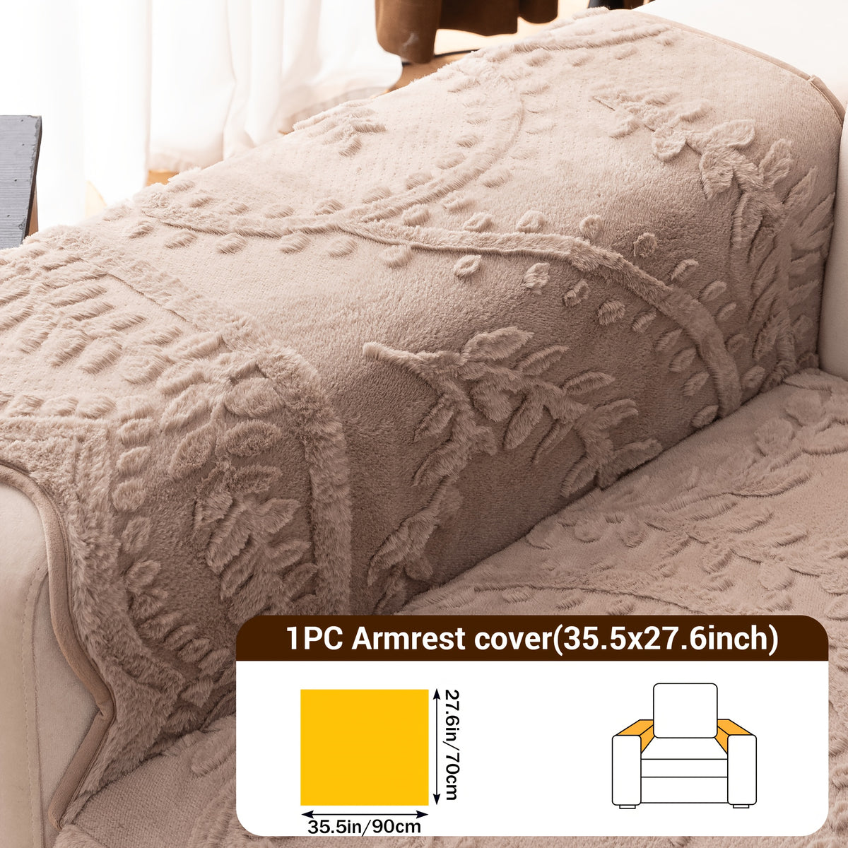 1pc Thickened Quilted Machine Washable Sofa Cushion, Faux Rabbit Fur Comfort Warm Non-slip Plush Sofa Cover, Breathable and Comfortable Pet-friendly for Bedroom, Office, Living Room, Suitable for 2/3/4-seater Sofa, Home Winter Decor, Christmas Gifts