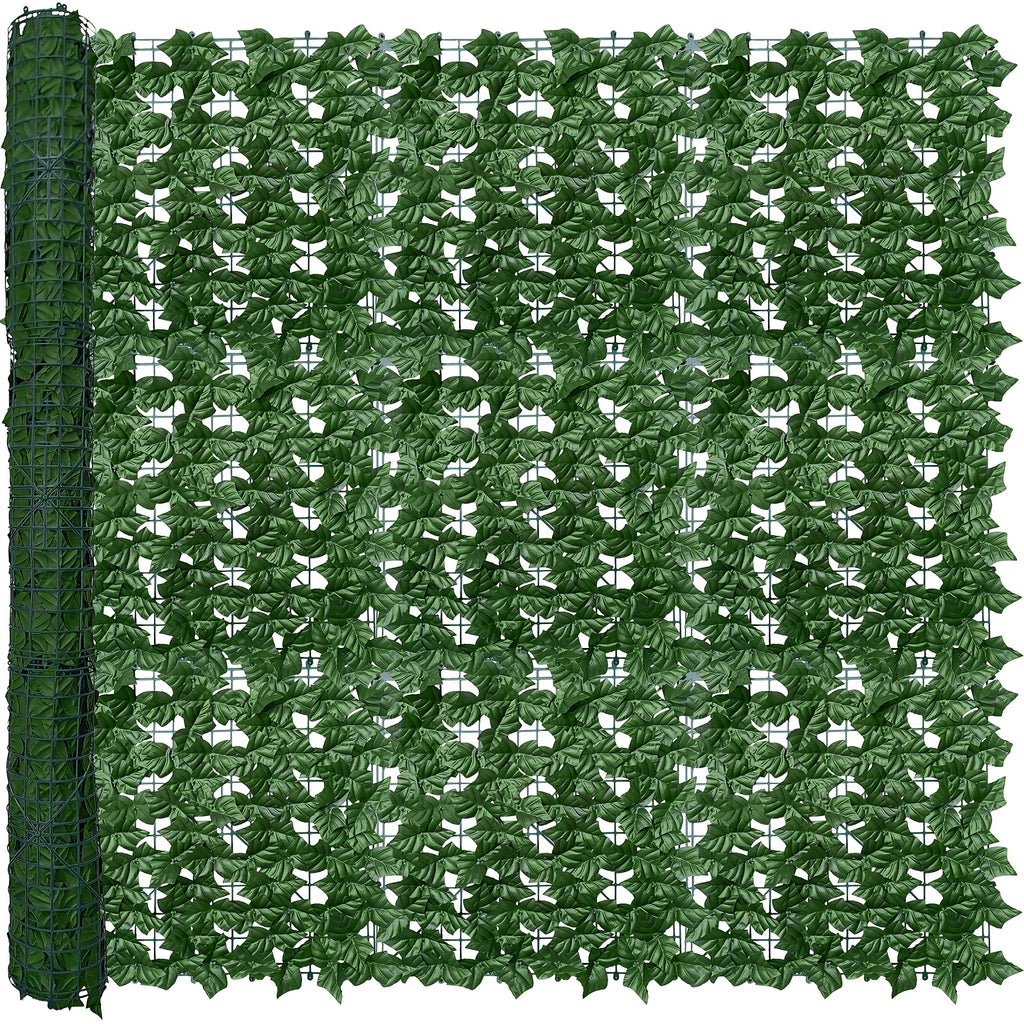 40x120 Inch Large Artificial Ivy Privacy Fence Panel - UV-Resistant Heavy Duty Plastic Leaf Screen with 20 Installation Ties, Realistic Evergreen Hedge Panel Suitable for Indoor/Outdoor Use, Easy Installation, No Maintenance Required - Privacy Fence