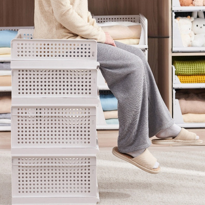 3pcs Stackable Closet Storage Basket, Multifunctional & Foldable Closet Organizer for Bathroom, Kitchen, Laundry Room, And Wardrobe Storage, Space-Saving Clothes Storage Drawer Organizer, Under-Bed Storage, Mounted Closet Systems