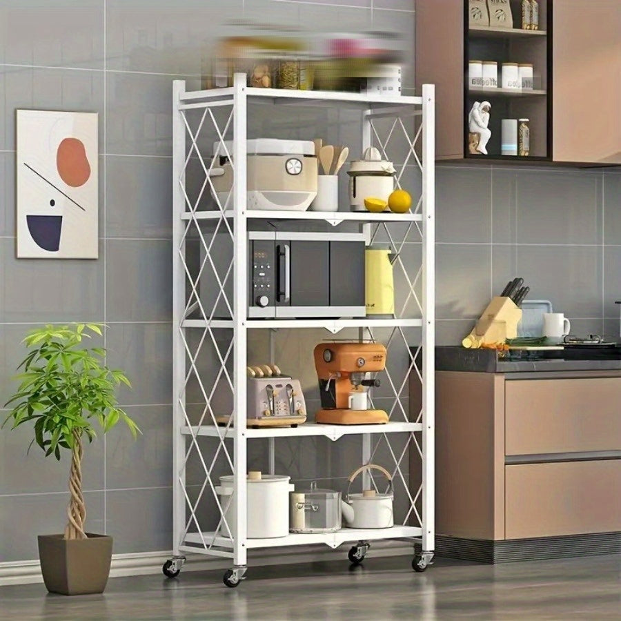 3/4/5-Tier Office Storage Rack, with Wheeled Multi-Layer Storage Shelves, Mobile Floor-Standing Multifunctional Miscellaneous Storage Rack, Foldable File Rack, Storage Supplies, Standing Shelf, Standing Shelf