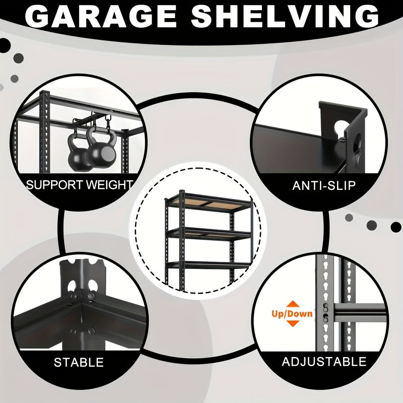 2pcs Heavy-Duty Metal Shelving Unit 60/72 Inch Hige (60" And 72" Sections) 2000 Lbs Total Capacity (250 Lbs/Shelf) 5-Tier Adjustable Freestanding Garage Storage Rack with Black Powder-Coated Frame - Easy Assembly for Basement, Pantry, Utility