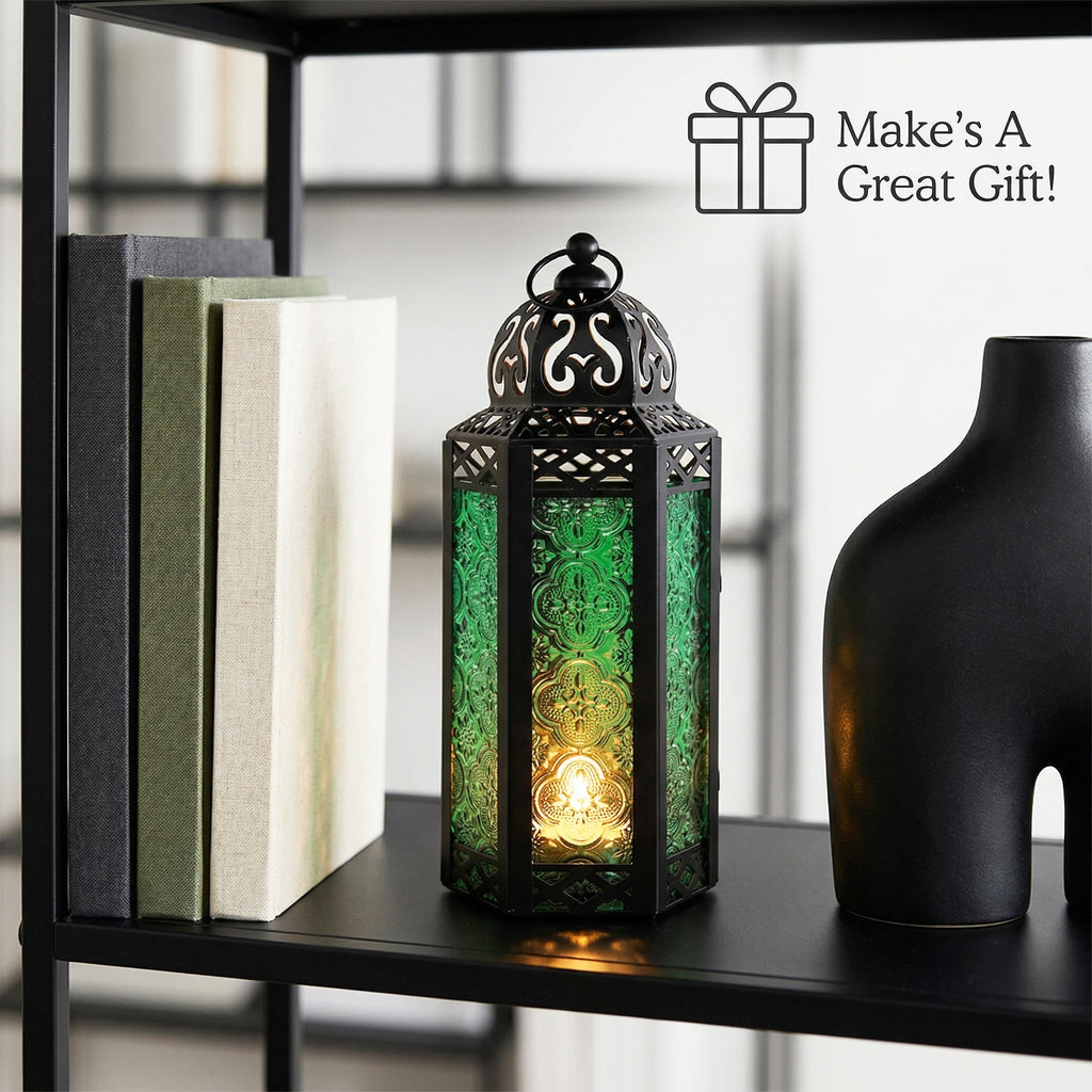 Decorative Moroccan Candle Lantern Holder, Medium, 10.5" Tall