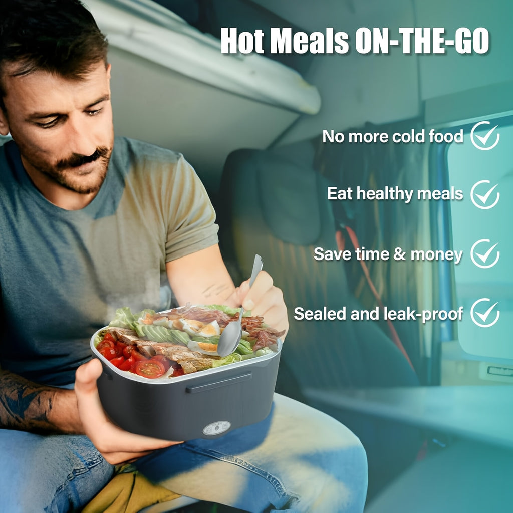 3in 1 Lunch Box - 12V/24V for Car & 120V for Home, Portable Food Heater with 304 Stainless Steel Container, Leak-Proof Design for Truck, Office, Dorm and Camping
