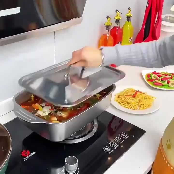 4pcs(2 Deep Trays and 2 Lids with Handles) Stainless Steel Baking Tray with Steel Lid 16.1 Inches with Fresh-keeping Lid, Non-stick and Easy to Clean, Suitable for Outdoor Pumpkin Cooking, Barbecue and Other Multi-purposes- Perfect Choice for C