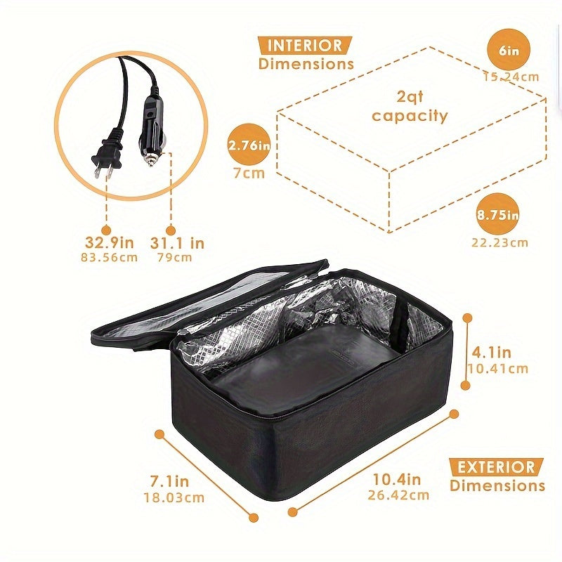 3in1 Portable Microwave Food Warmer, 80W Fast Heating Personal Mini Portable Oven Lunch Box, 12V/24V/110V Heated Lunch Box for Reheating And Cooking Food In Car Truck Work Camping Office
