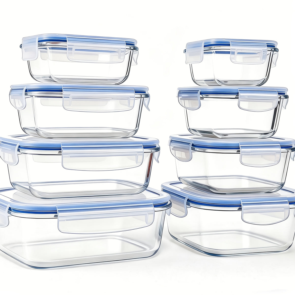 8pcs Glass Food Storage Containers, Ideal for Meal Prep And Kitchen Storage in The Pantry; Leak-Proof, Airtight Glass Lunch Boxes, Suitable for Refrigerators And Dishwashers, Perfect for Lunches at Work
