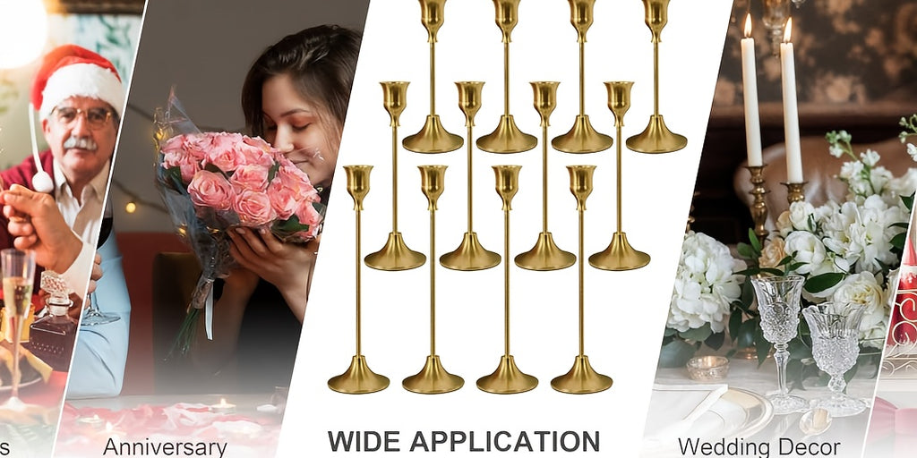 12pcs/6pcs Metal Bell Candlestick, Christmas, Halloween Table Decoration, Candlelight Dinner Photo Props, Anniversary Wedding Decoration, Home Hotel Decoration, Birthday Gift, Suitable for Table Center Decoration, Wedding, Catering, Party (Without Candle)