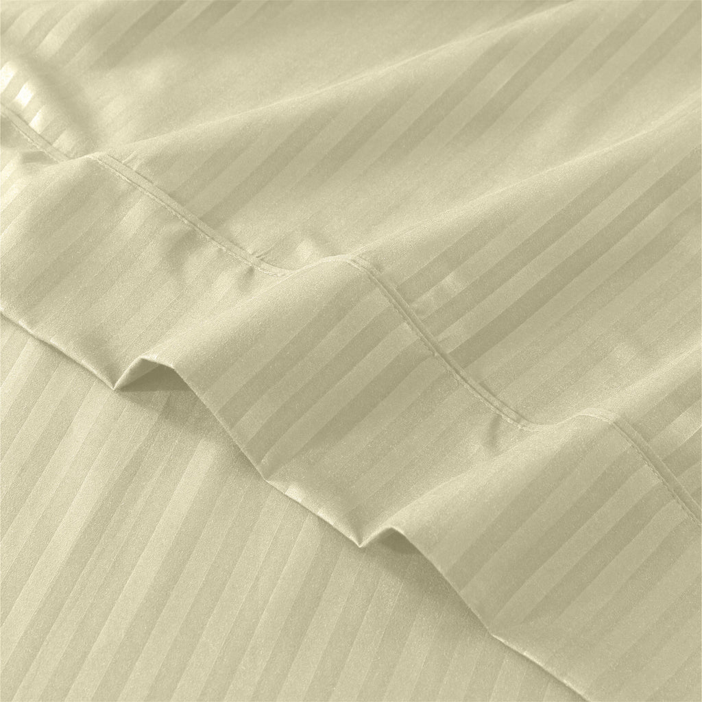 Lux Decor 4/3 Pieces Striped Bed Sheets Set - Hotel Luxury Sheets, Deep Pocket Up to 16 Inches, Extra Soft, Breathable Cooling Sheet & Pillowcases, Easy To Fit, Wrinkle Free, Fade & Stain Resistant Bedding Set