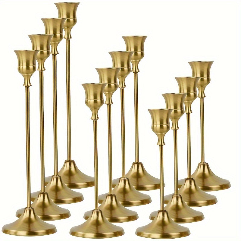 12pcs/6pcs Metal Bell Candlestick, Christmas, Halloween Table Decoration, Candlelight Dinner Photo Props, Anniversary Wedding Decoration, Home Hotel Decoration, Birthday Gift, Suitable for Table Center Decoration, Wedding, Catering, Party (Without Candle)