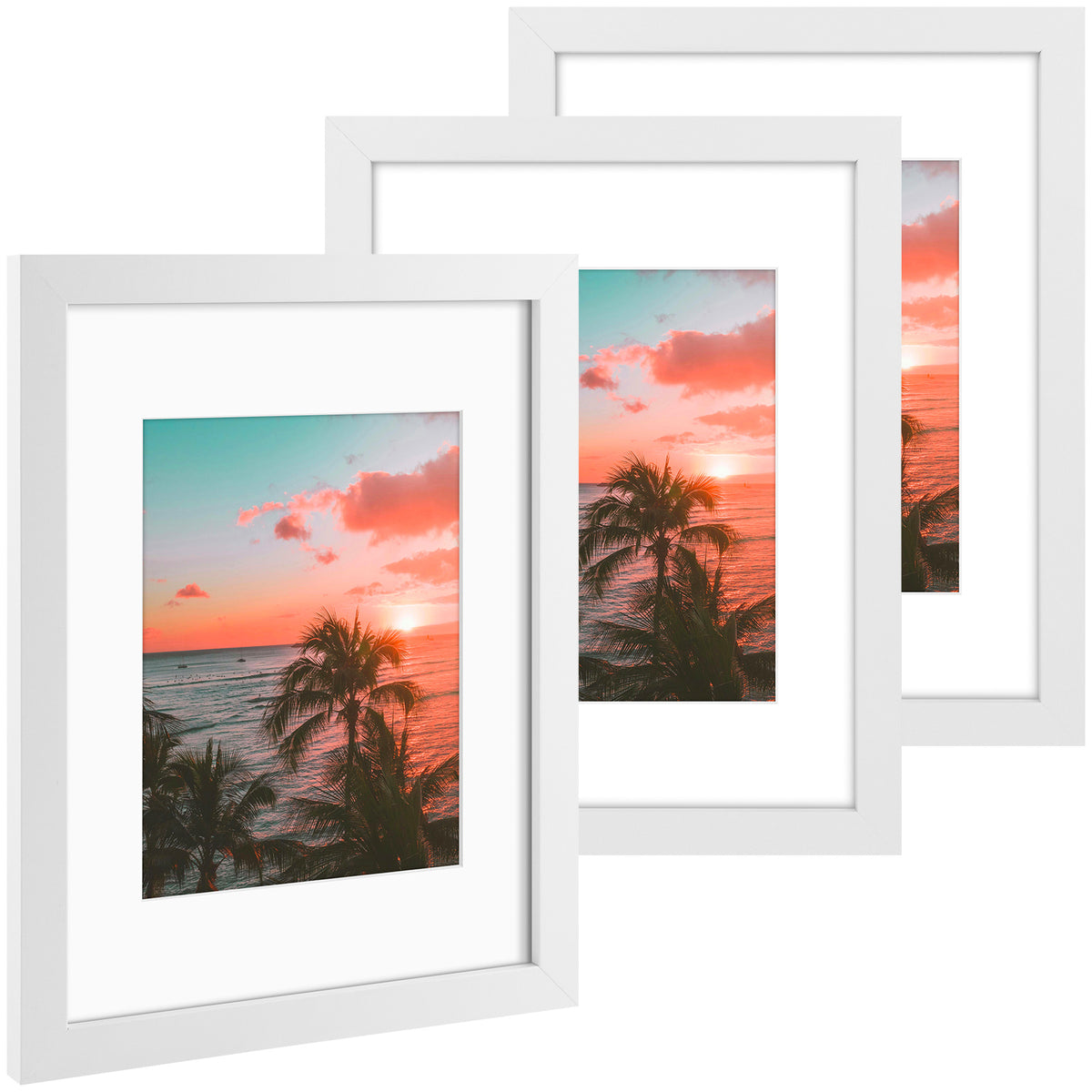 3 Pack 6x8/8x10/9x12/11x14/16x20 Picture Frames Set with Mat or without Mat, Engineered Wood Photo Frames with Plexiglass, for Wall or Tabletop Display - Gallery Wall Frames, Office Home Decor,Poster Frames