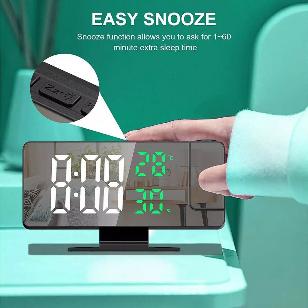 LED Temperature And Humidity Projection Alarm Clock, Accurate Temperature And Humidity Monitoring, Intelligent LED Projection Display, Multifunctional Smart Home Devices, Improve The Quality Of Life, Suitable For Office Workers And Students Use