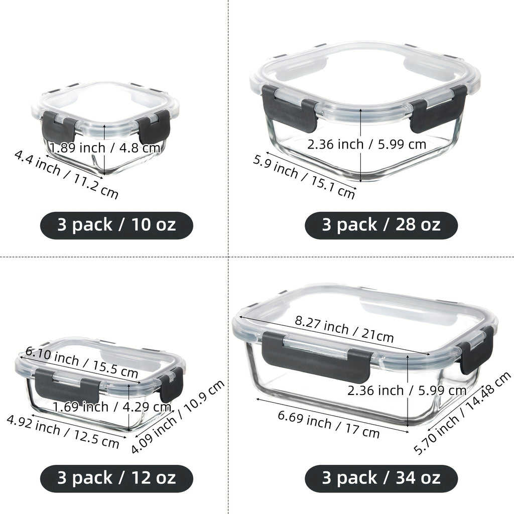 24pcs (12 Lids+12 Glass Bowl) Borosilicate Glass Food Storage Containers with Airtight Lids, Ideal for Meal Prep, Lunches - Microwave and Dishwasher Safe