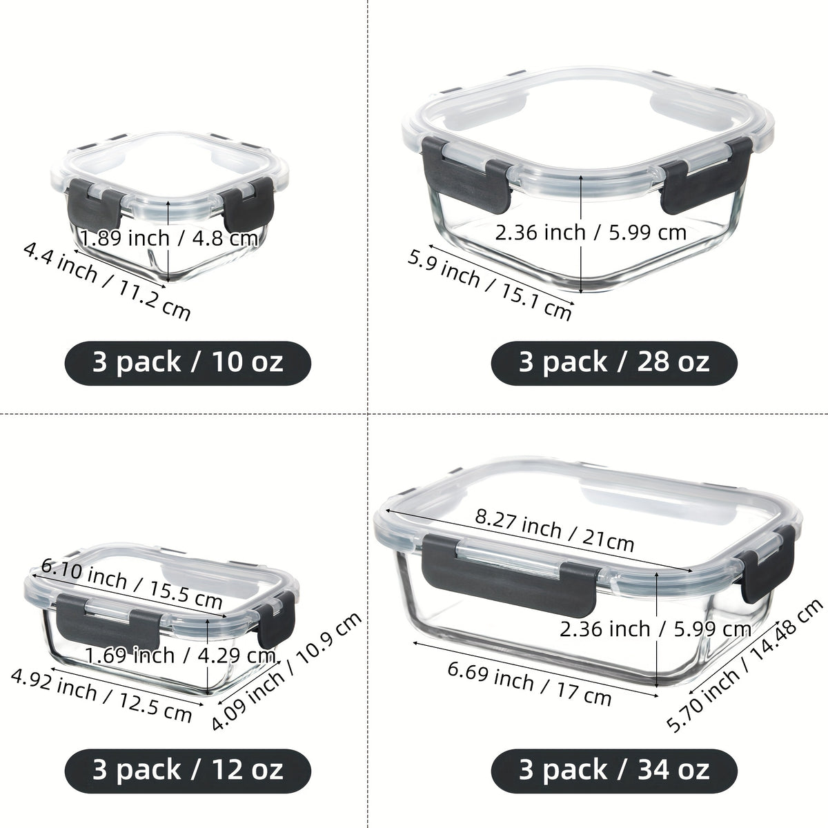 24pcs (12 Lids+12 Glass Bowl) Borosilicate Glass Food Storage Containers with Airtight Lids, Ideal for Meal Prep, Lunches - Microwave and Dishwasher Safe