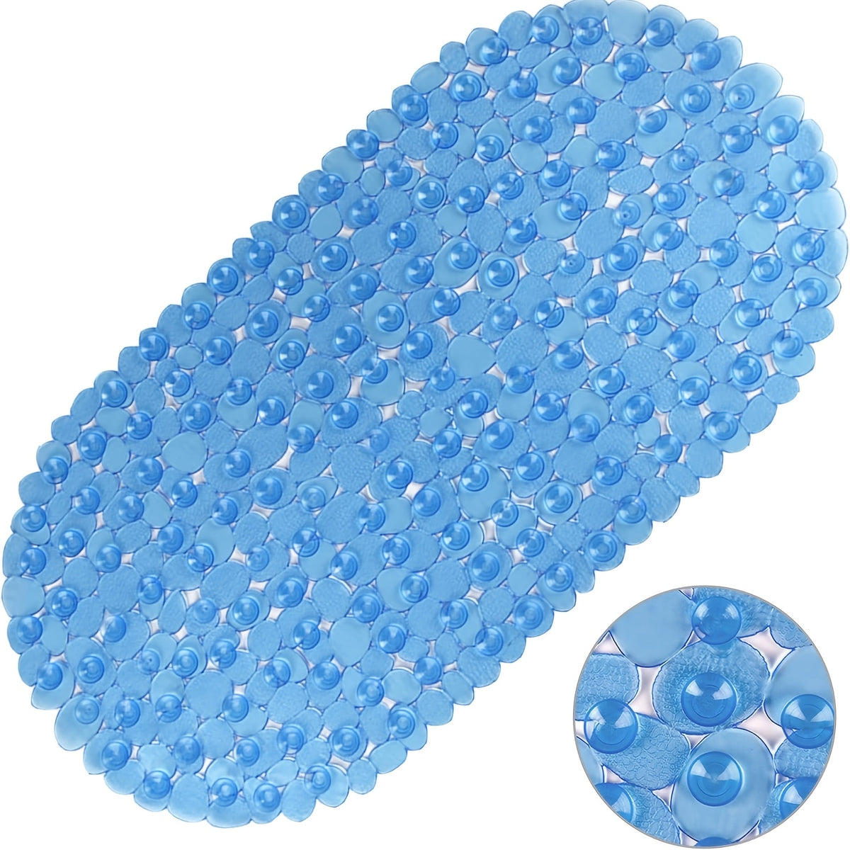 Bathtub Non-Slip Mat 13.8 X 26.8 Inches, Pebble Textured Strong Suction Cup Bath Mat, Double-Sided Anti-Slip Odorless Soft PVC Shower Mat, Small Tub Safety Anti-Fall Mat for Elderly Bathroom Renovation Labor Day Home Upgrade